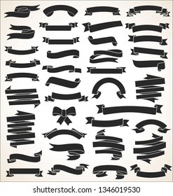 A collection of various black ribbons vector illustration