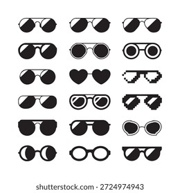 Una colección de varias gafas de sol negras en diferentes estilos y Formas