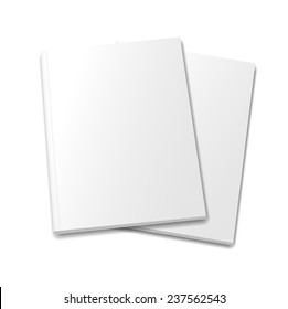 collection of various  blank white   books on white background