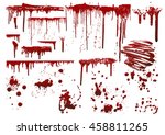 collection various blood or paint splatters,Halloween concept,ink splatter background, isolated on white.
