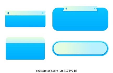 Uma coleção de vários elementos de interface do usuário azul e gradiente para botões e campos de entrada. Componentes essenciais para interfaces modernas de aplicativos móveis e da Web.