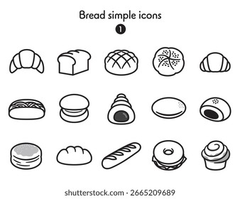 Una colección de varios iconos de pan