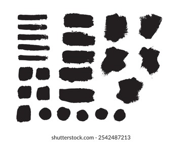 Collection of Various Brush Strokes Isolated on White. Graphic design and illustration elements concept vector