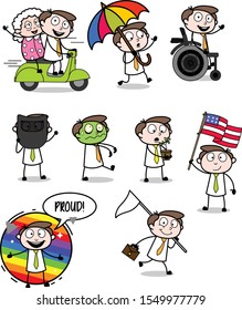 Collection Of Various Businessman vector actions set Illustrations