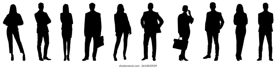 Collection Of Various Businesspeople Silhouettes. Vector Image