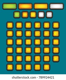 Collection of various buttons for creating action video games
