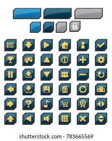 Collection of various buttons for creating sci-fi video games