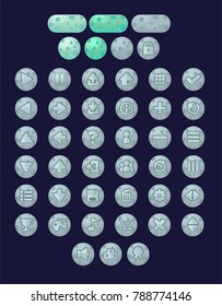 Collection of various buttons with planet theme. Used for creating casual video games