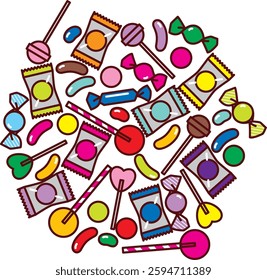 A collection of various candies