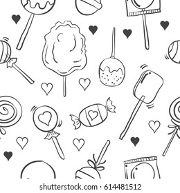 Collection of various candy doodle style