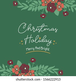 Collection for various card christmas holiday, with sketch of leaf floral frame. Vector