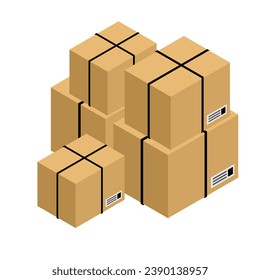 collection of various cardboard boxes on white background