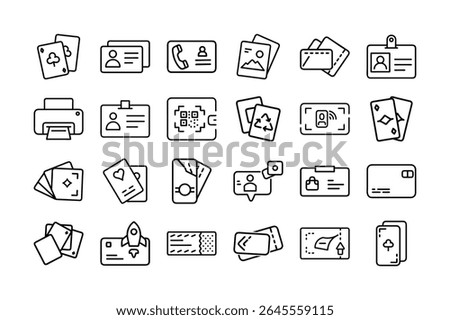  Collection of Various Cards and Documents Represented as Line Icons
