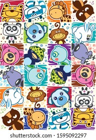 Collection of various cartoon animals 