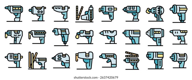 Collection of various cartoon power tools illustrations