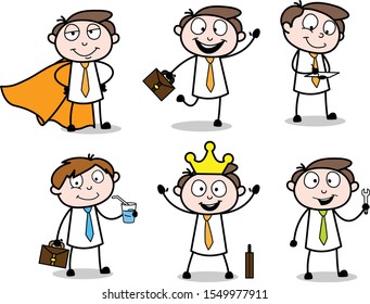 Collection Of Various Cartoon Professional Businessman vector Illustration