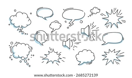 Collection of various cartoon speech bubbles and sound effects