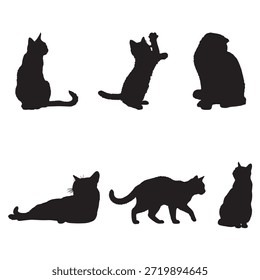Coleção de várias silhuetas de gato