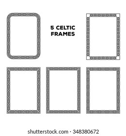 Collection of various celtic frames, vector illustration.