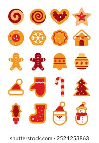 Collection of various Christmas cookie icons graphics