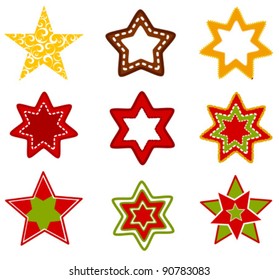 Collection of various Christmas stars. Vector illustration