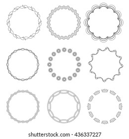 Collection of various circular patterns. Round decorative frames. Vector illustration EPS-10.
