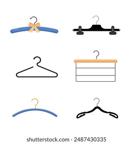 Colección de varias perchas aisladas sobre fondo blanco.