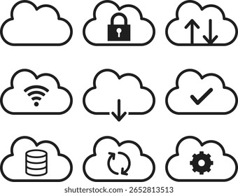 A collection of various cloud icons. I hope it will be useful.