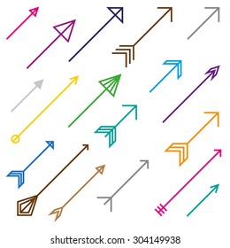 Collection of various colorful arrows.