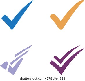 A collection of various colorful check mark icons symbolizing success approval completion and positive status updates for modern web applications