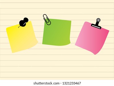Collection of various colorful sheets of note papers or sticker note vector illustration. empty space for your creative idea text and message