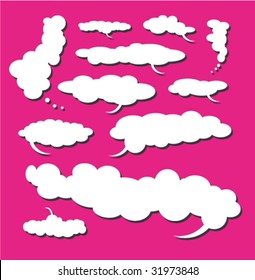 Collection of Various comic clouds with a big long shape - Set 4