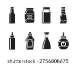 A collection of various condiment bottles