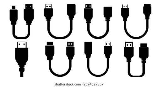 Collection of Various Connector Cable Types and Their Silhouettes
