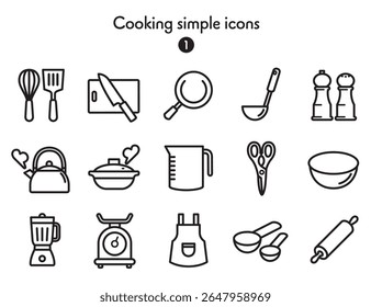 A collection of various cooking utensil icons