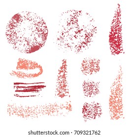 Collection of various cosmetic sponge stamps texture. Set of cosmetic brushes. Background for make up, beauty and cosmetics. Vector illustration.