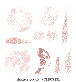 Collection of various cosmetic sponge stamps texture. Set of cosmetic brushes. Background for make up, beauty and cosmetics. Vector illustration.