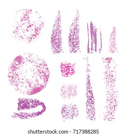 Collection of various cosmetic sponge stamps texture. Set of cosmetic brushes. Background for make up, beauty and cosmetics. Vector illustration.