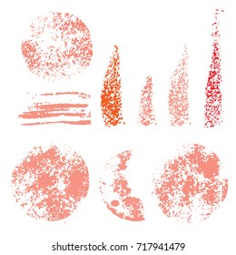 Collection of various cosmetic sponge stamps texture. Set of cosmetic brushes. Background for make up, beauty and cosmetics. Vector illustration.