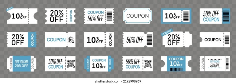 Collection various coupon promotion. Vintage tickets, coupons, discount coupon, gift voucher