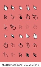Collection of Various Cursor and Mouse Click Icons