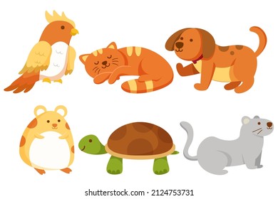 collection of various cute animal with Activity in cartoon character Graphic design for banner, sticker advertising party theme Vector illustration