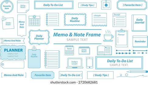 Coleção de vários modelos de planejador diário e lista de tarefas pendentes com texto de amostra no fundo branco com organização e produtividade e gerenciamento de tempo e papelaria