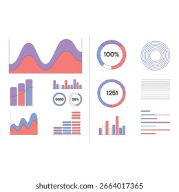 Collection of various data charts and graphs on white background