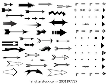 Colección de varios diseños de vectores planos de flechas