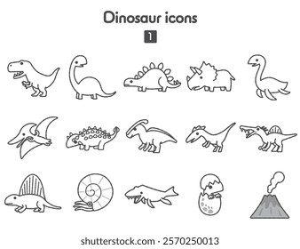 Collection of various dinosaur icons