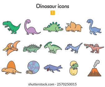 Collection of various dinosaur icons