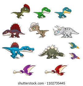 Collection of various dinosaur illustration