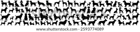Collection of various dog breed silhouettes, showcasing different shapes and sizes.