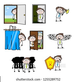   Collection Of Various door 7 other businessman concept actions